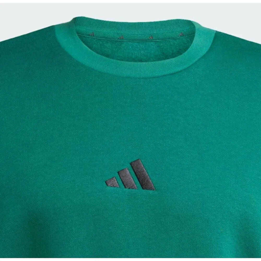 NWT Adidas Essentials Feel Cozy Sweatshirt Large Green Fleece Crewneck Pullover